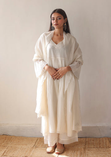 Ivory Beaded Embroidery Kurta Set