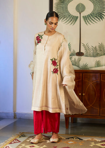 Ivory Bloom Embroidered Kurta Set