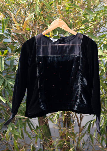 Midnight Black Velvet Blouse