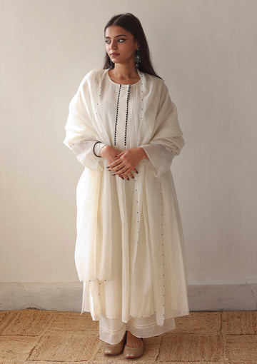 Ivory Beaded Panel Kurta Set