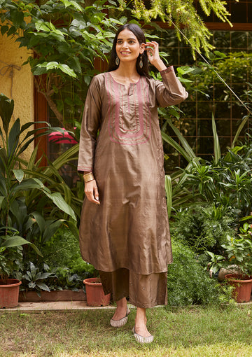 Hazel Embroidered Silk Kurta Set