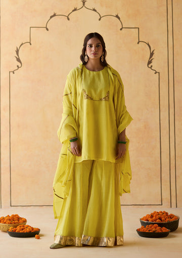 Canary Embroidered Sharara Set