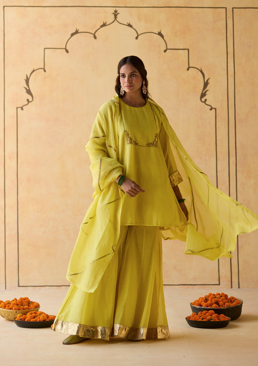 Canary Embroidered Sharara Set