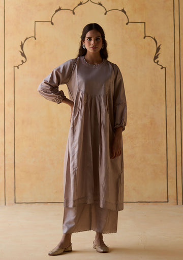 Slate Pintuck Slate Kurta Silk Kurta Set