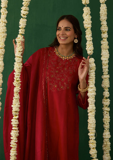 Scarlet Embroidered Kurta Set