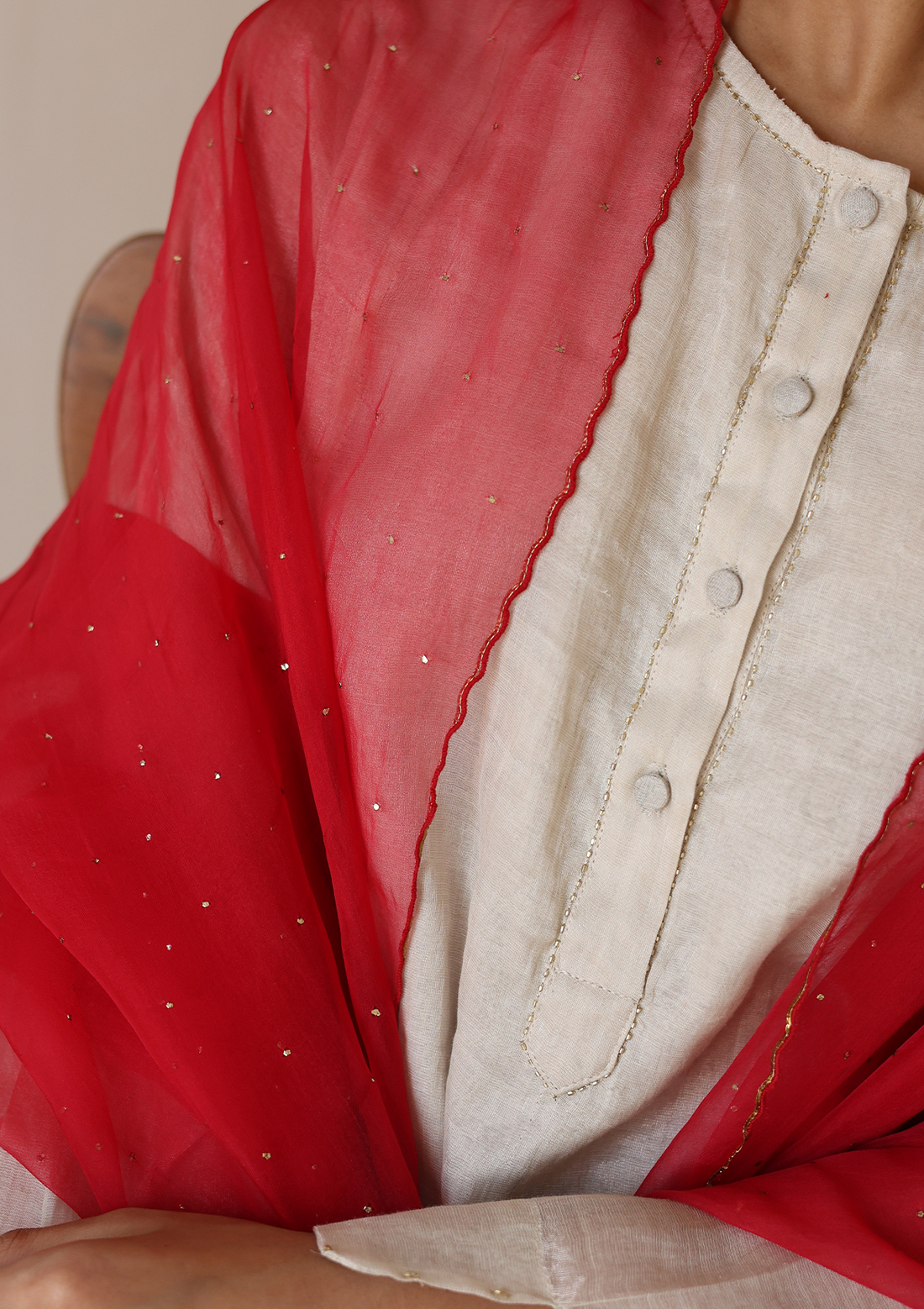 Scarlet Mukaish Organza Dupatta