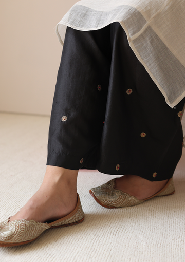 Midnight Black Embroidered Farshi