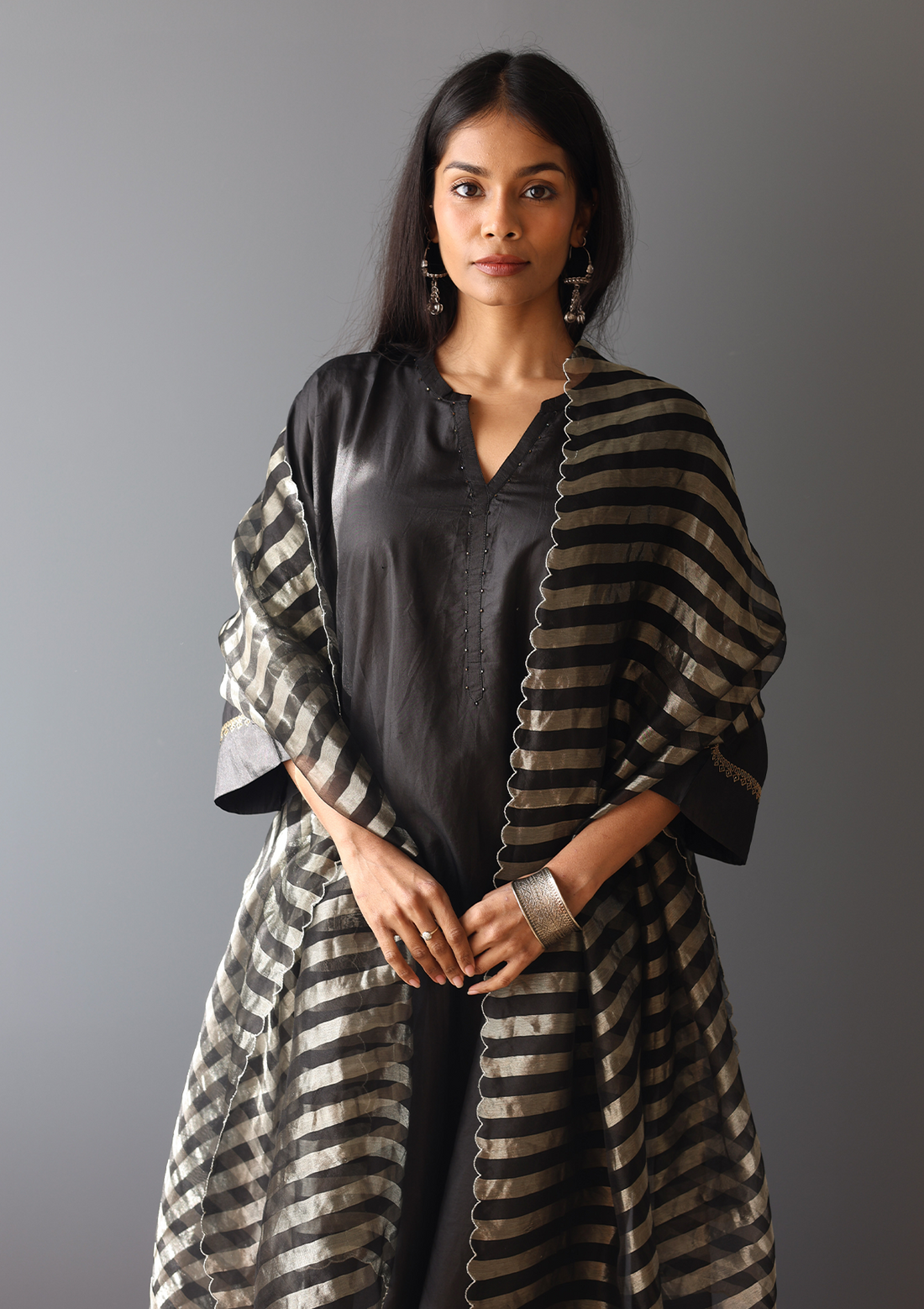 Midnight Black Zari Dupatta