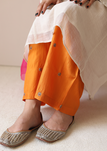 Saffron Embroidered Farshi