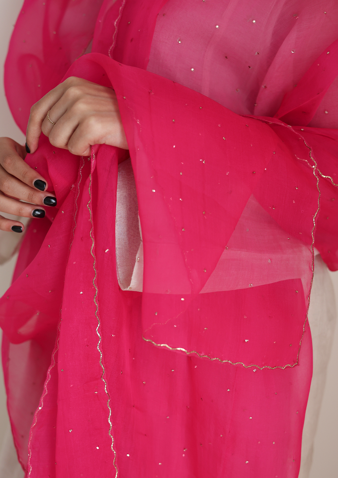 Fuchsia Mukaish Organza Dupatta