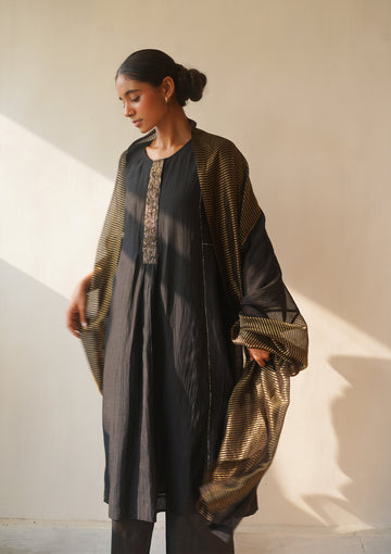 Midnight Black and Gold Kurta Set