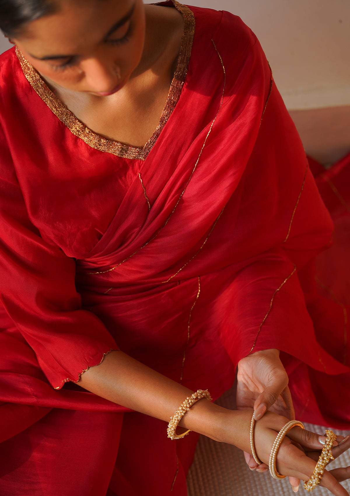 Scarlet Zari Embroidered Saree