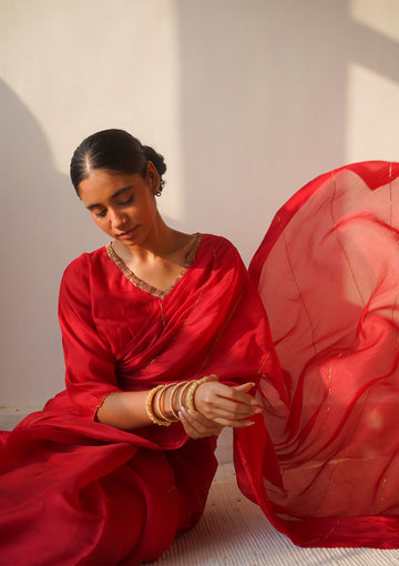 Scarlet Zari Embroidered Saree