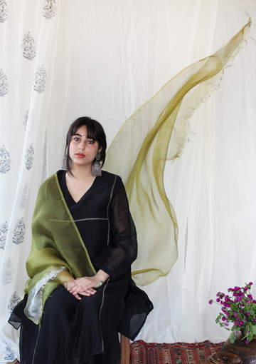 Leaf Green Organza Dupatta