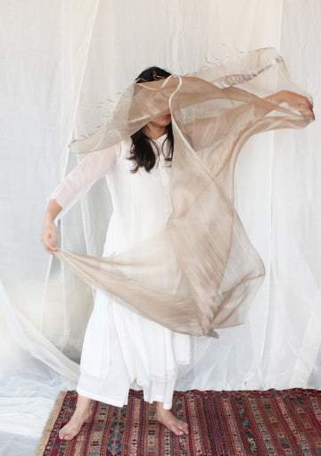 Beige Organza Dupatta