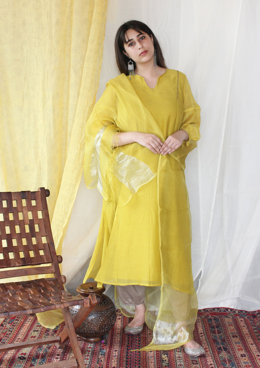 Ochre Organza Dupatta