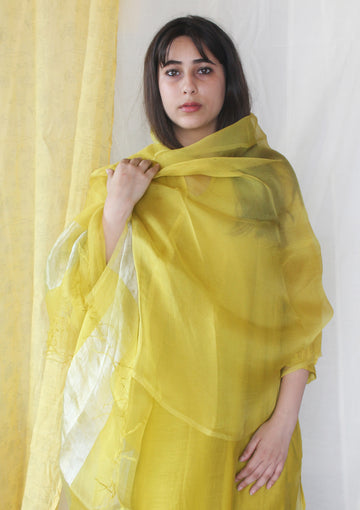 Ochre Organza Dupatta