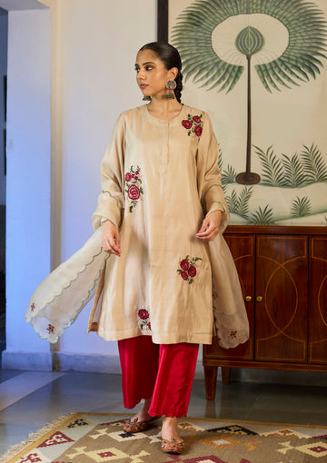 Ivory Rose Embroidered Kurta Set