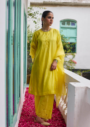 Canary Zari Embroidered Kurta set