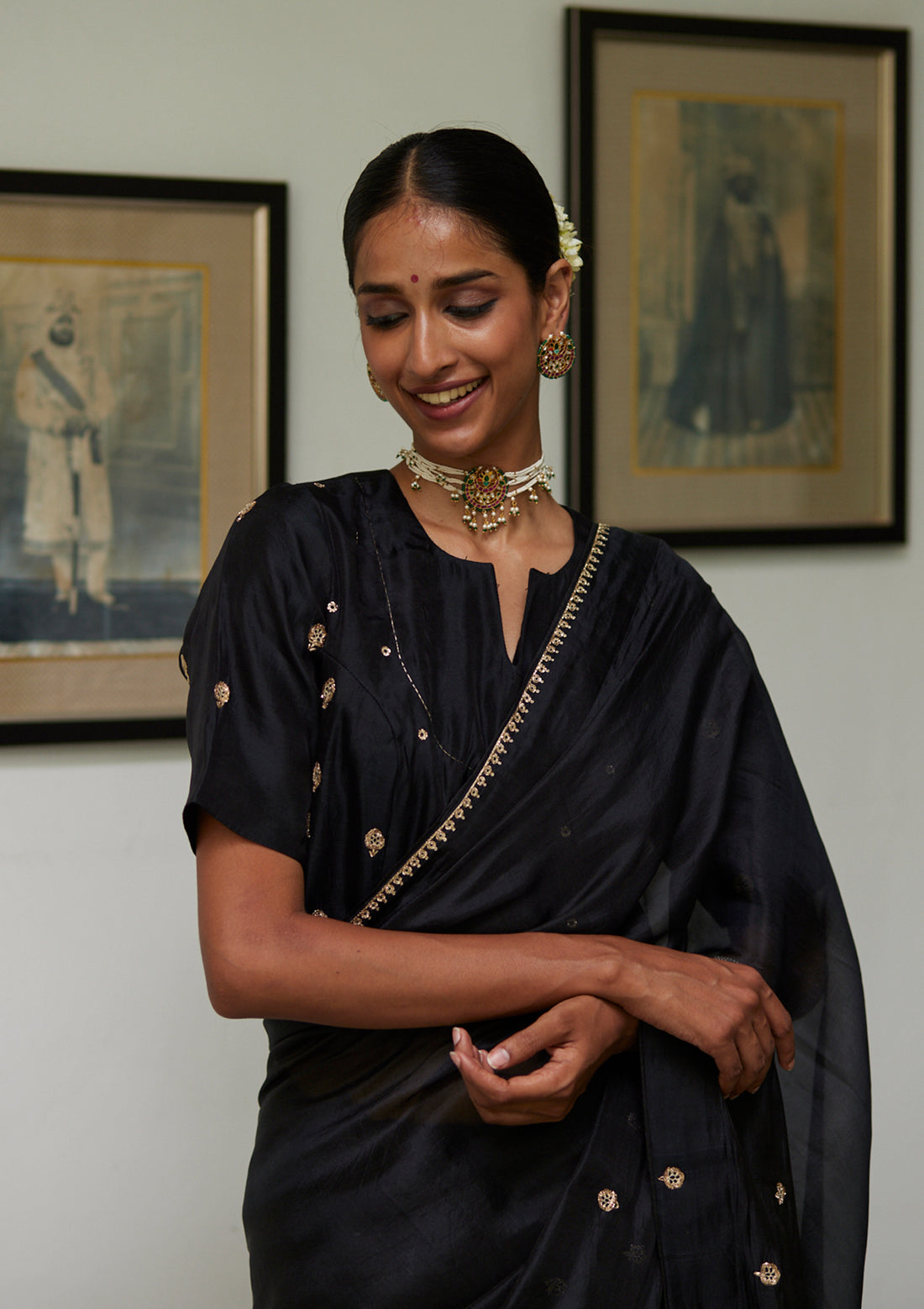 Black Zardozi Embroidered Saree