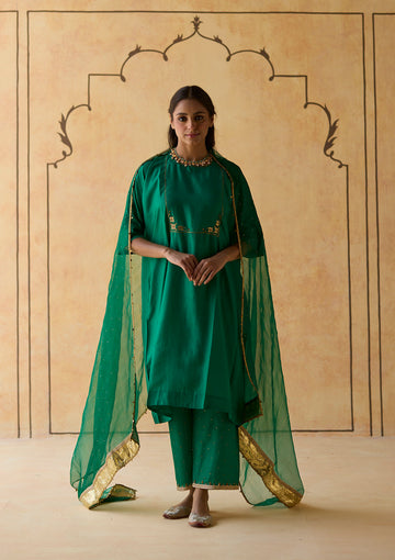 Emerald Sequin Embroidered Kurta Set