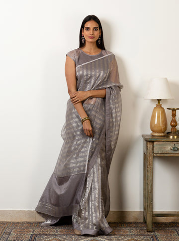 Zari Striped Slate Saree