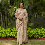 Load image into Gallery viewer, Almond Embroidered Tissue Saree
