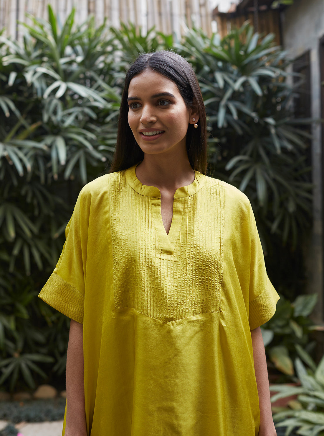 Canary Yellow Flowy Silk Kurta Set