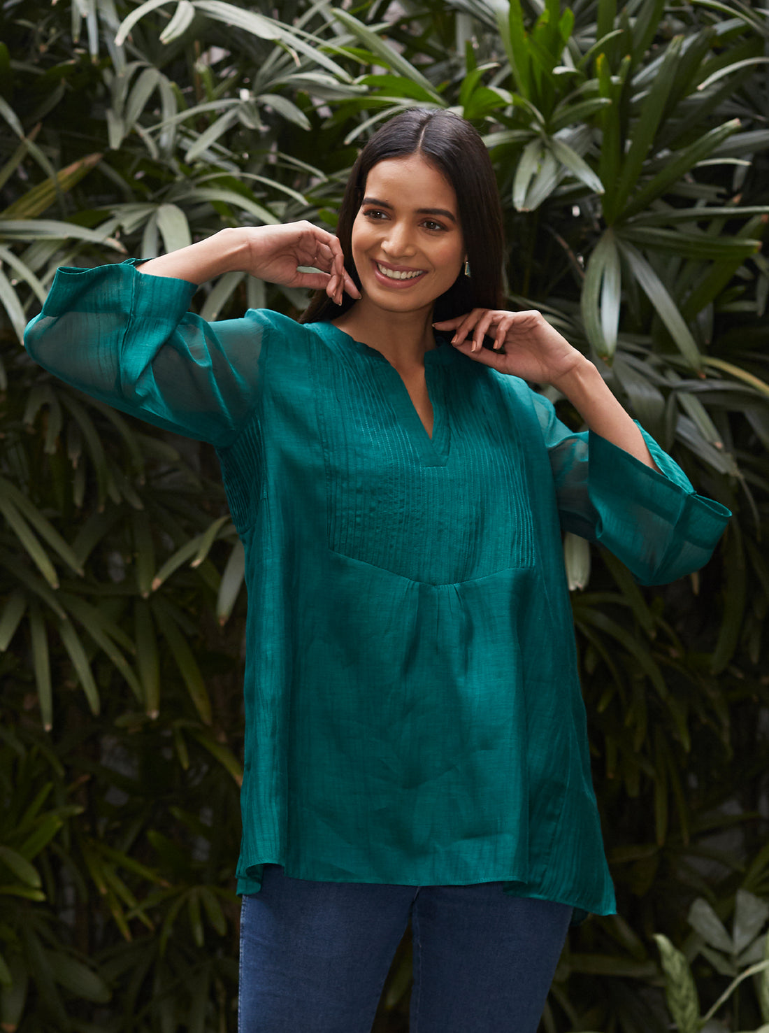 Emerald Pintuck Kurti