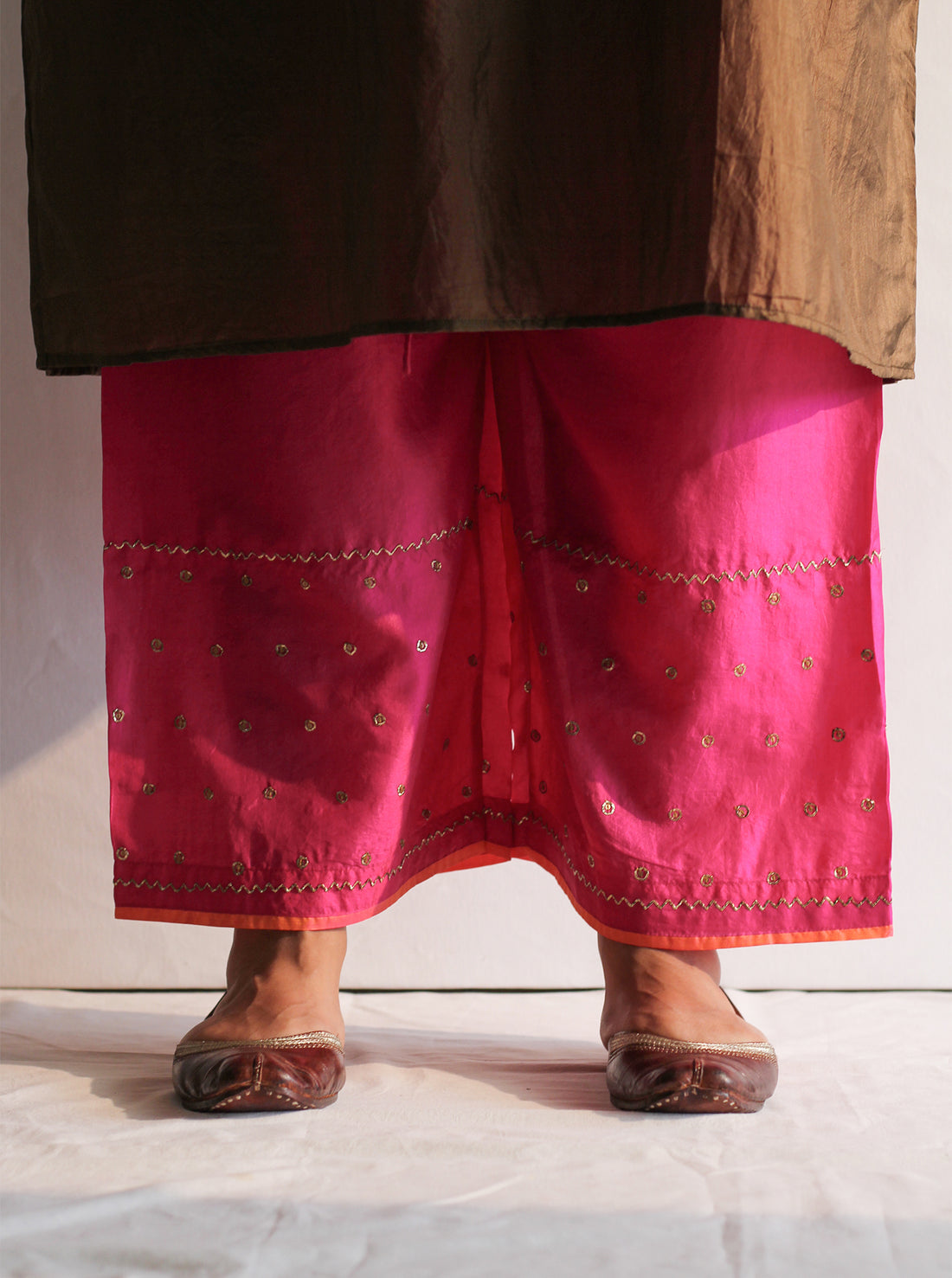 Fuchsia Embroidered Silk Farshi