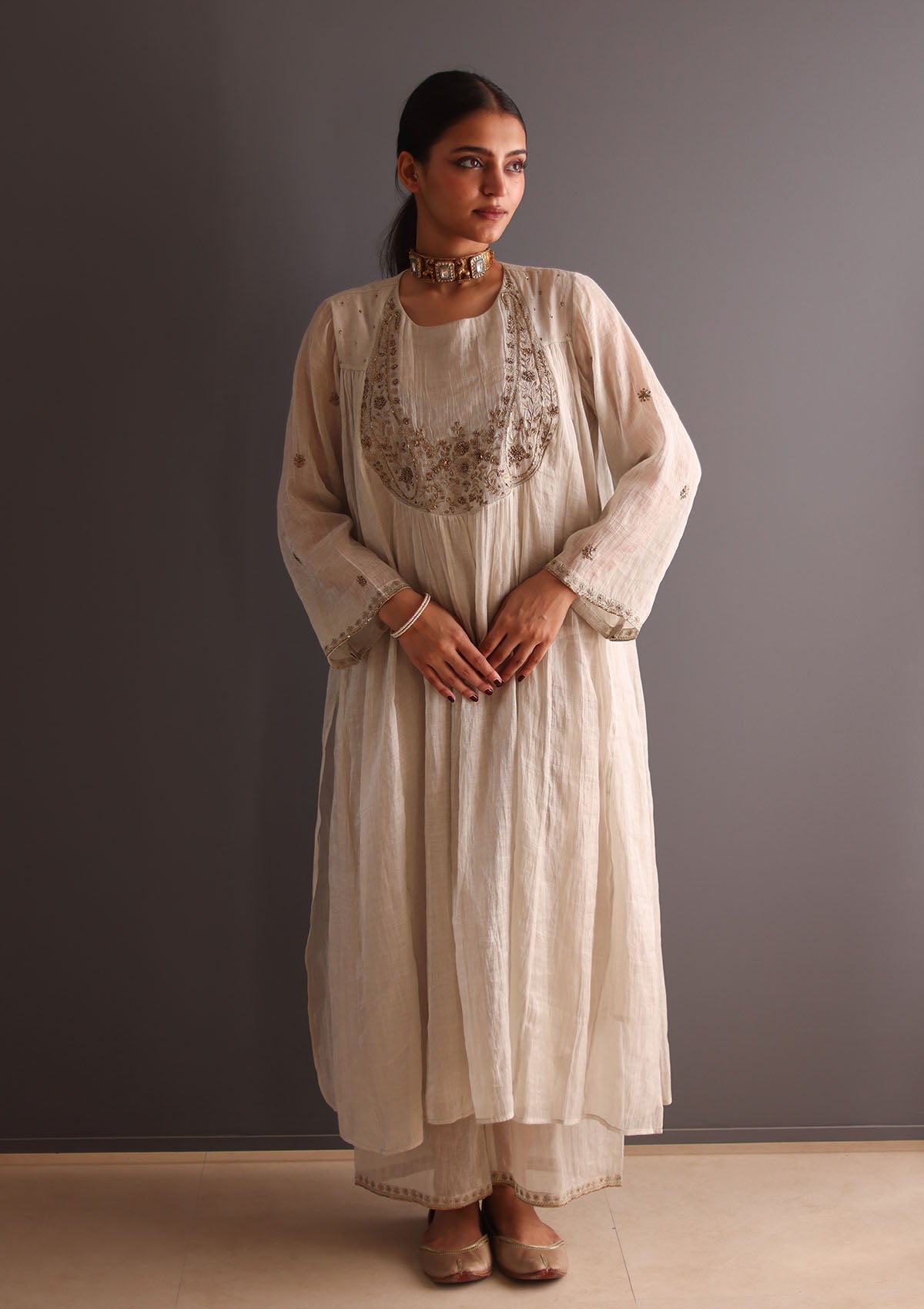 Chand Zardozi Tissue Kurta Set