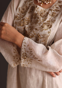 Full Yoke Zardozi Tissue Kurta Set