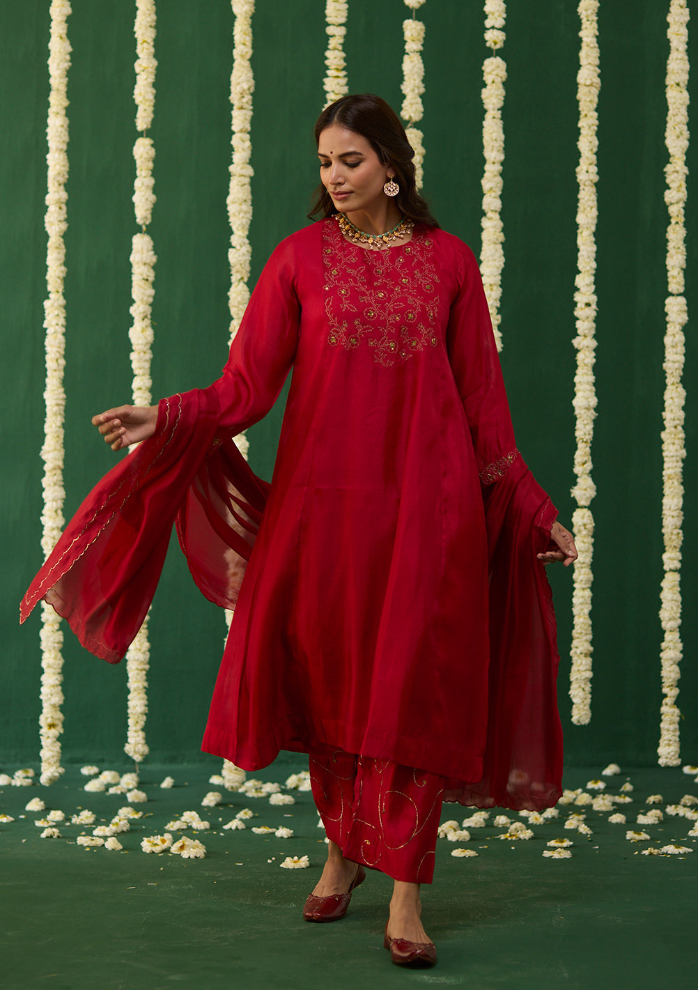 Scarlet Embroidered Kurta Set