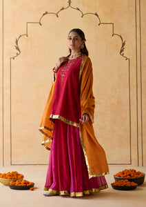 Scarlet Embroidered Lehenga Set