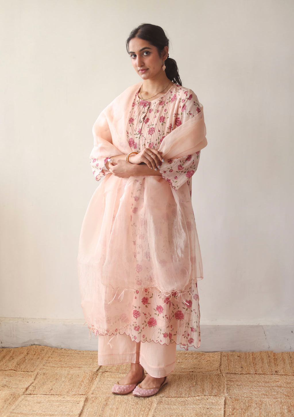 Buy Blush Embroidered Tissue Saree by ANDAAZ BY JYOTI DHAWAN at Ogaan  Online Shopping Site