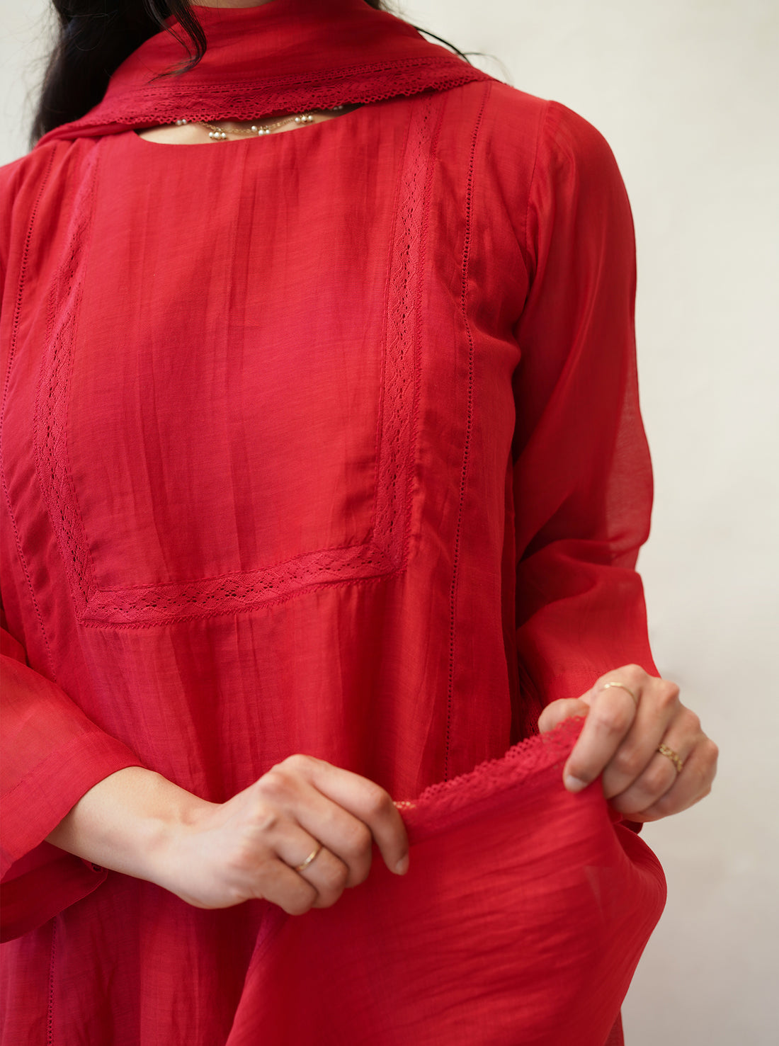 Scarlet Lace Kurta Set