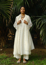 Load image into Gallery viewer, Ivory Embroidered Woven Dots Kurta Set
