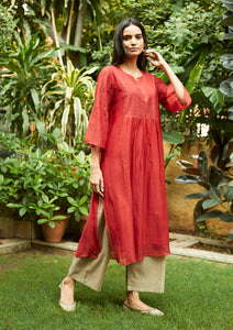 Scarlet Tagai Work Kurta Set