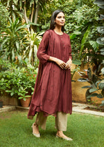 Load image into Gallery viewer, Burgundy Pintuck Kurta Set
