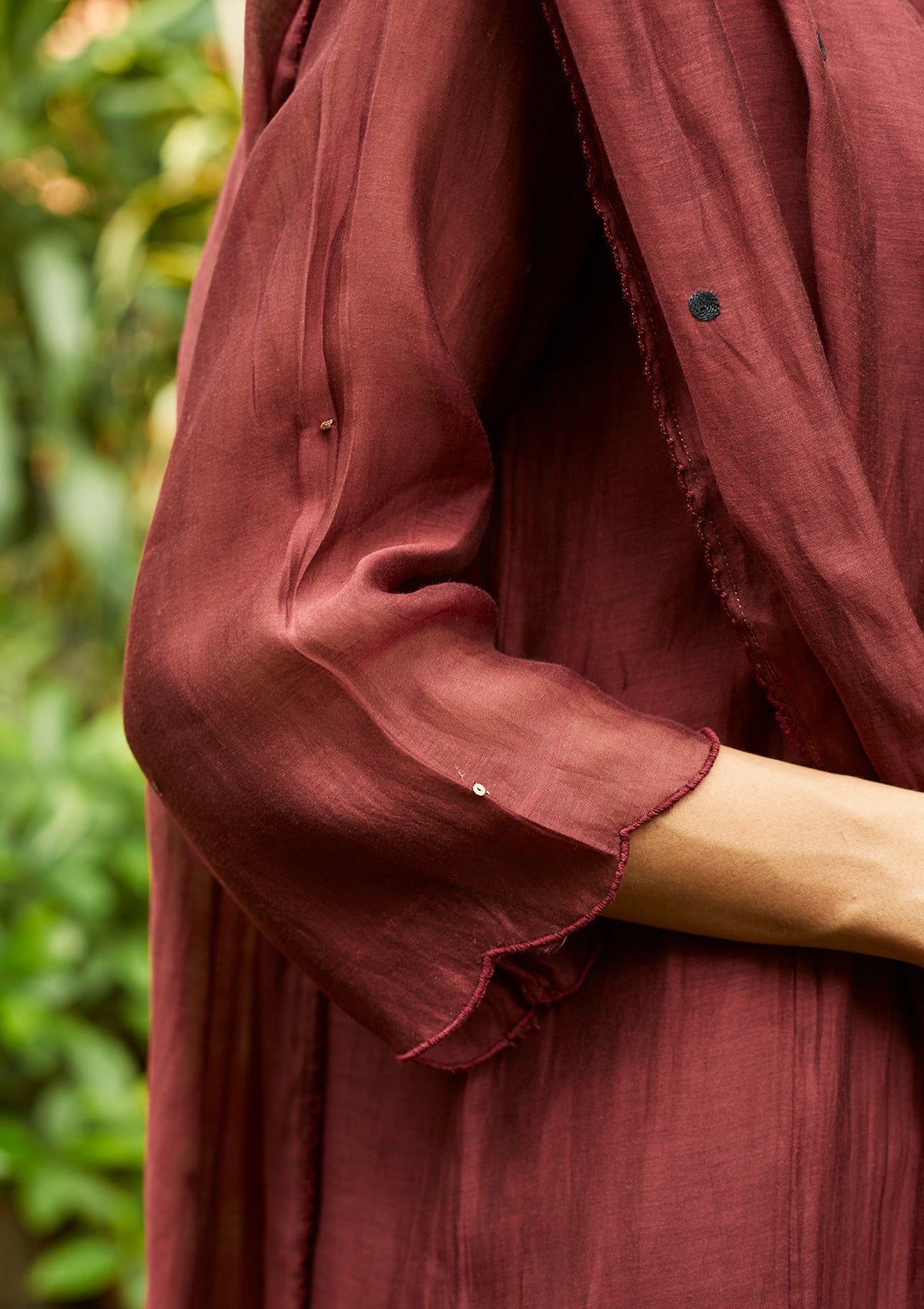 Burgundy Pintuck Kurta Set