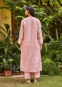 Blush Woven Dots Kurta Set