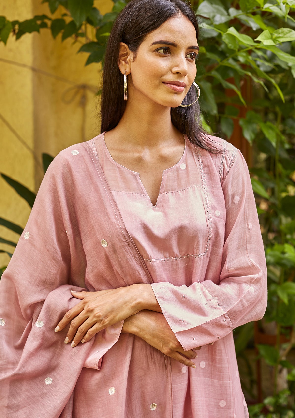 Blush Woven Dots Kurta Set