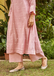 Blush Woven Dots Kurta Set