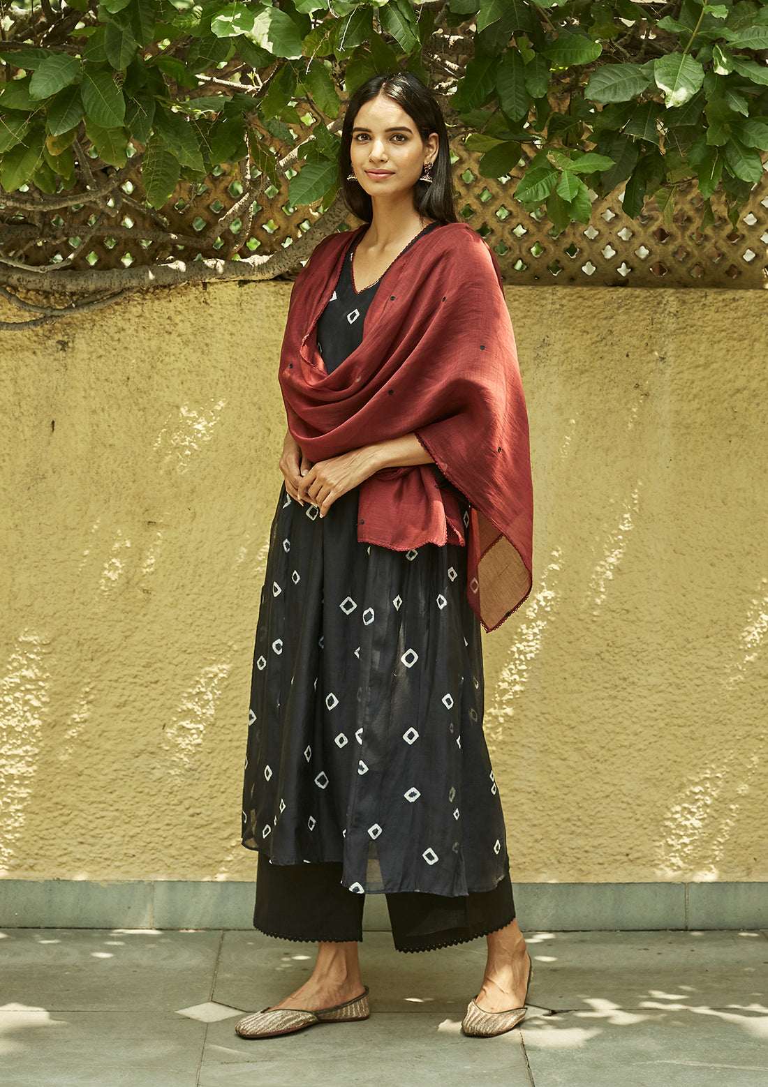 Midnight Black Tie and Dye Kurta Set