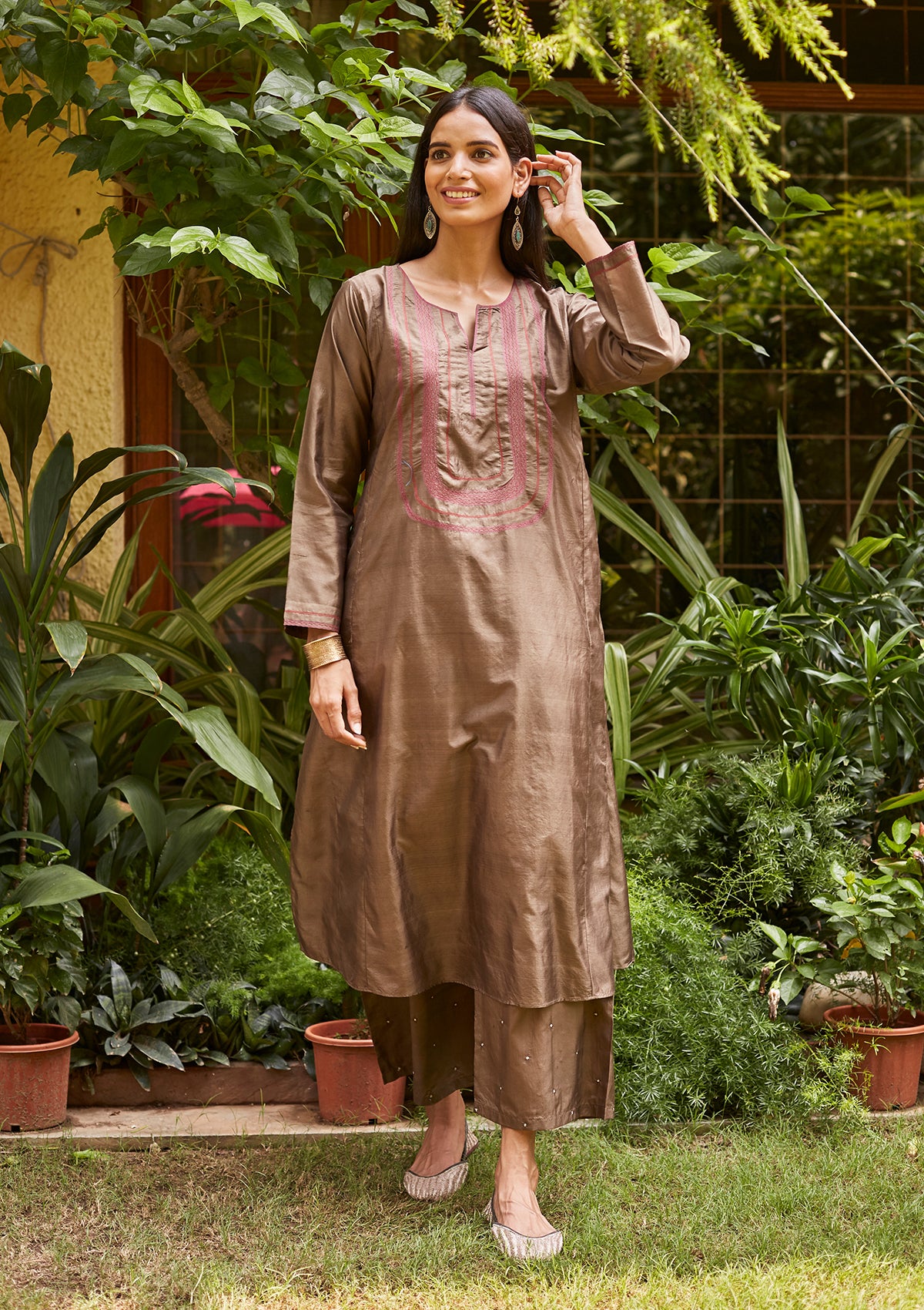 Hazel Embroidered Silk Kurta Set