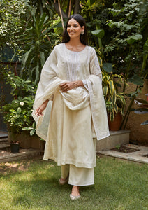 Ivory Zardozi Embroidered Kurta Set