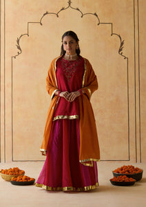 Scarlet Embroidered Lehenga Set