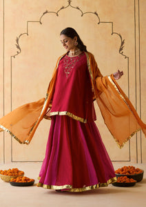 Scarlet Embroidered Lehenga Set