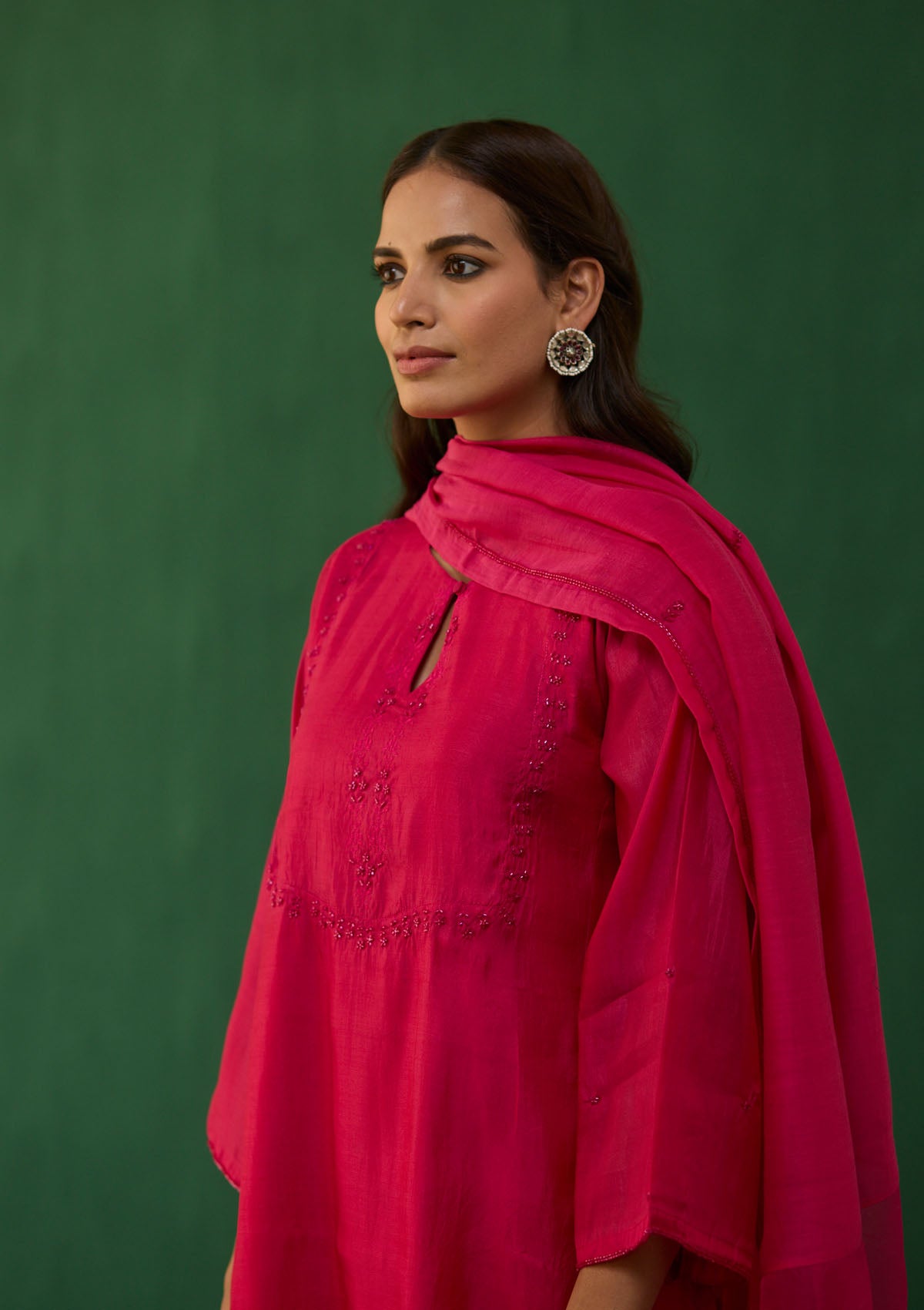 Fuchsia Beaded Kurta Set