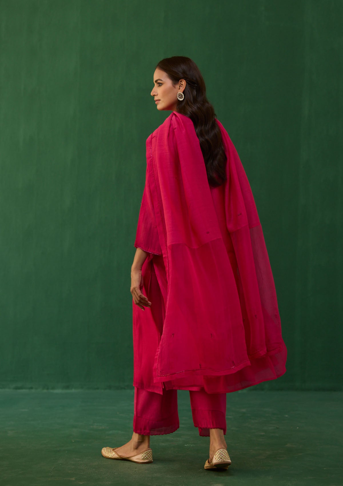 Fuchsia Beaded Kurta Set